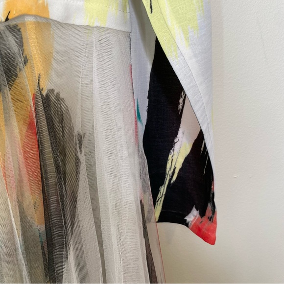 Origami By Vivian Mesh Tulle Layered Multicolored Jacket Dress S - Picture 8 of 16
